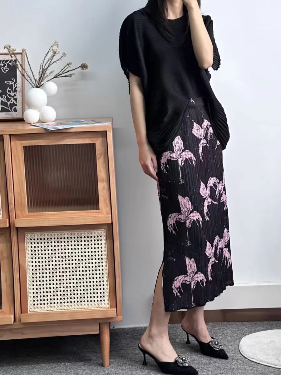 

Floral Print Midi Skirt Women's Vintage Asymmetrical High Waist Slimming Versatile Ankle-Length f Skirt Faionable Ensemble