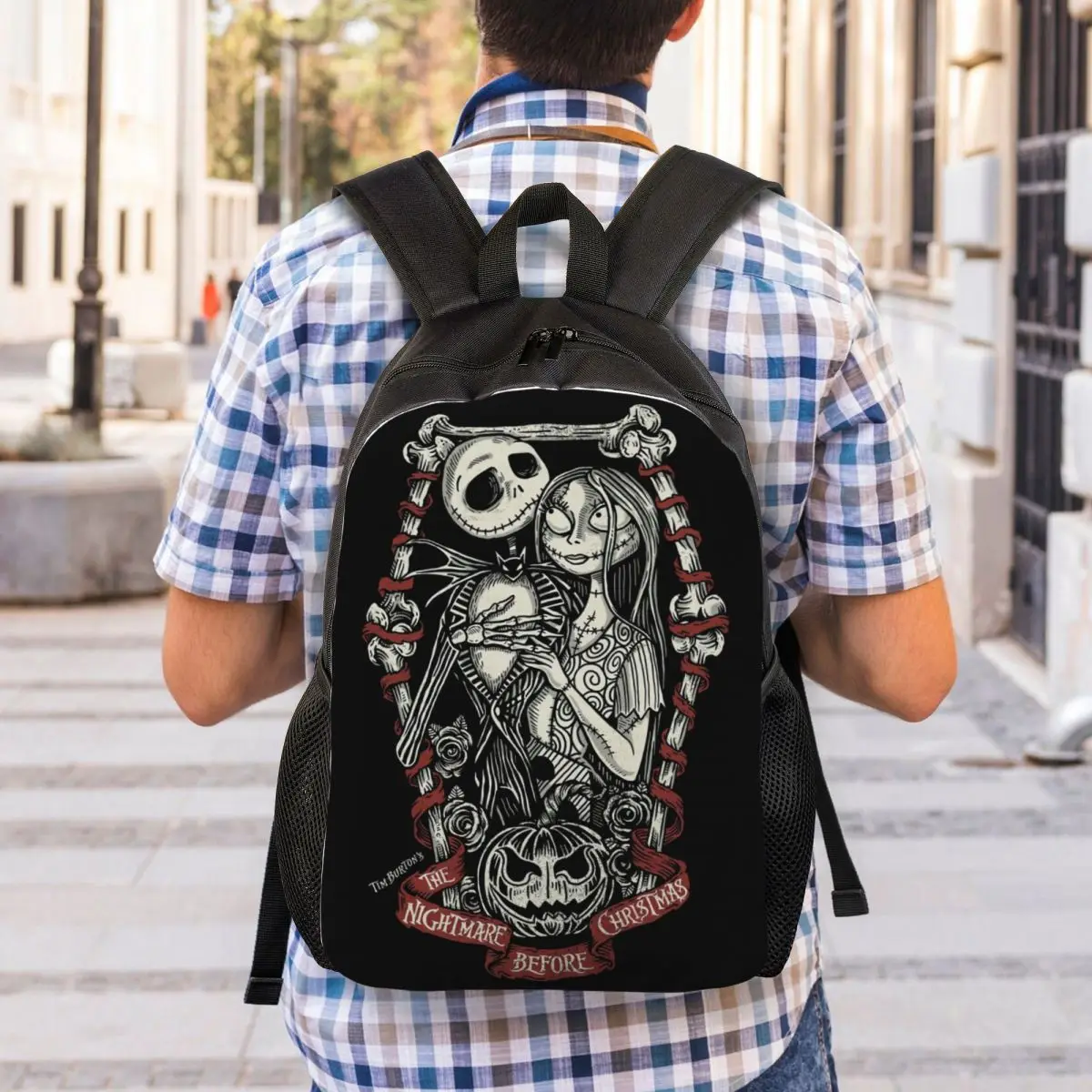 Custom The Nightmare Before Christmas Backpacks College School Students Bookbag Fits 15 Inch Laptop Jack Skellington Love Bags