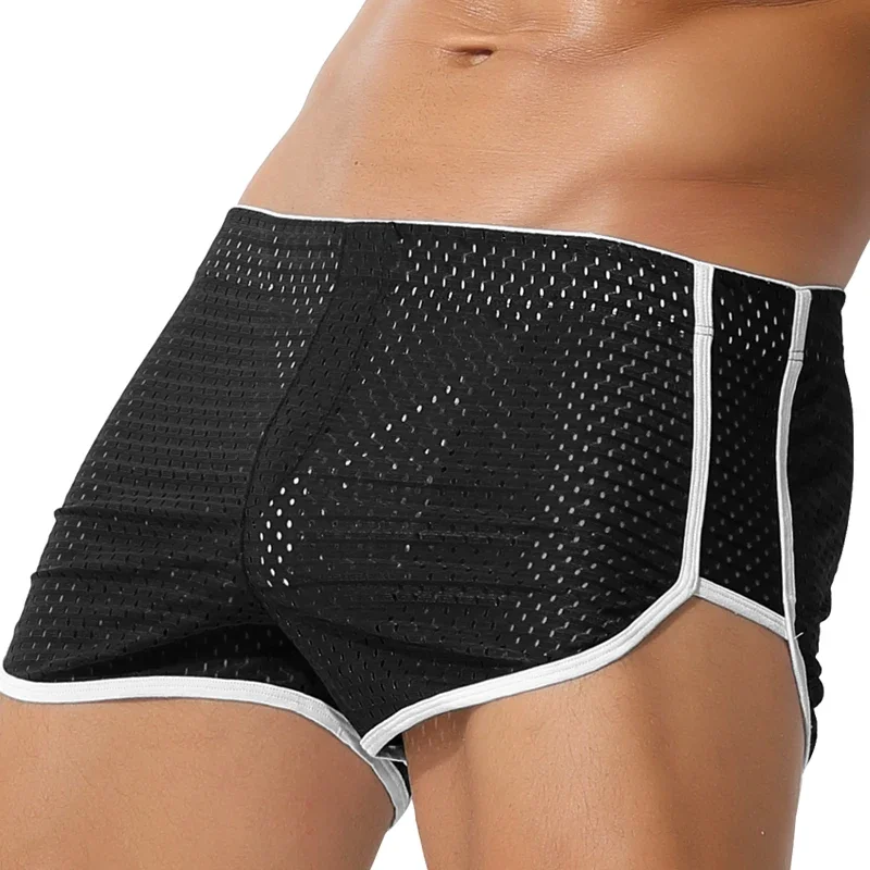 قطعتان من سراويل Arro الرجالية، سراويل داخلية من الحرير الجليدي، صيف الأولاد، سراويل قصيرة بأربعة زوايا للمراهقين مع شقوق فضفاضة، فردية