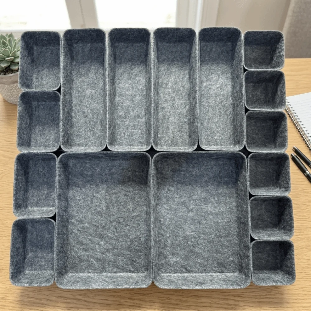 16Pcs/Set Creative Felt Storage Box Set Seamless Stackable Drawer Organizer Space-Saving Large Capacity Desktop Sundries Box