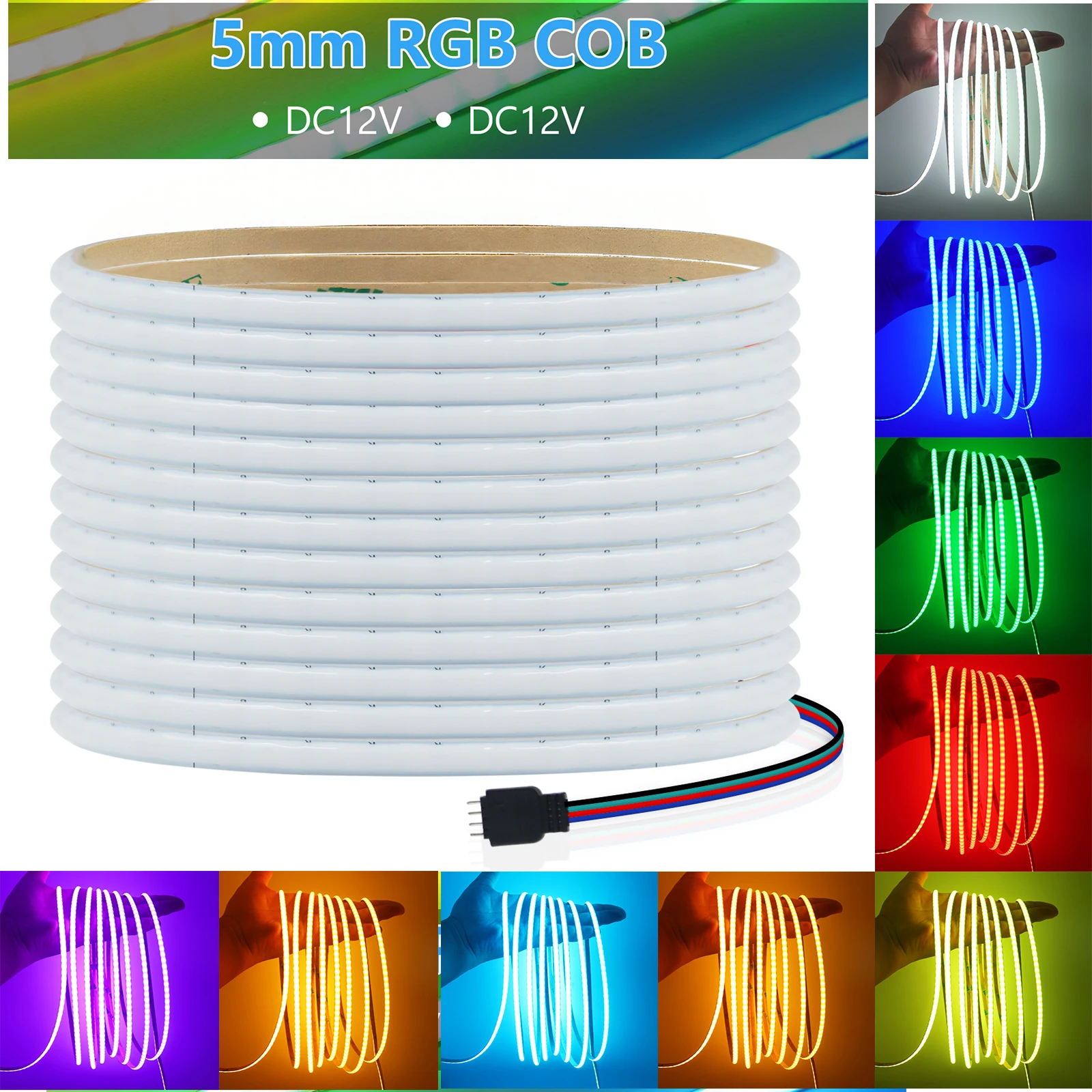 DC 12V 24V RGB COB LED Strip Narrow Version 5MM 576LEDs/M High Bright Dotless Home Decor Led Tape Diode Flexible Ribbon Rope