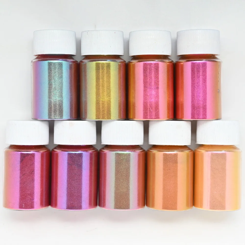 ผงสีเปลี่ยนสีสำหรับทำเล็บ 1 ขวด ผงไมก้าเมทัลลิกเปลี่ยนสี ผงสีสำหรับเรซิ่นอีพ็อกซี่ ผงโฮโลแกรมสำหรับตกแต่งเล็บ