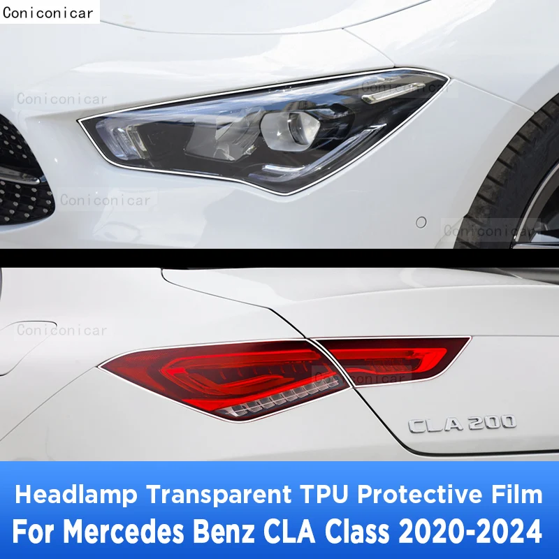

For Mercedes Benz CLA Class 2020-2024 Car Exterior Headlight Anti-scratch Front Lamp Transparent TPU Protective Film Sticker