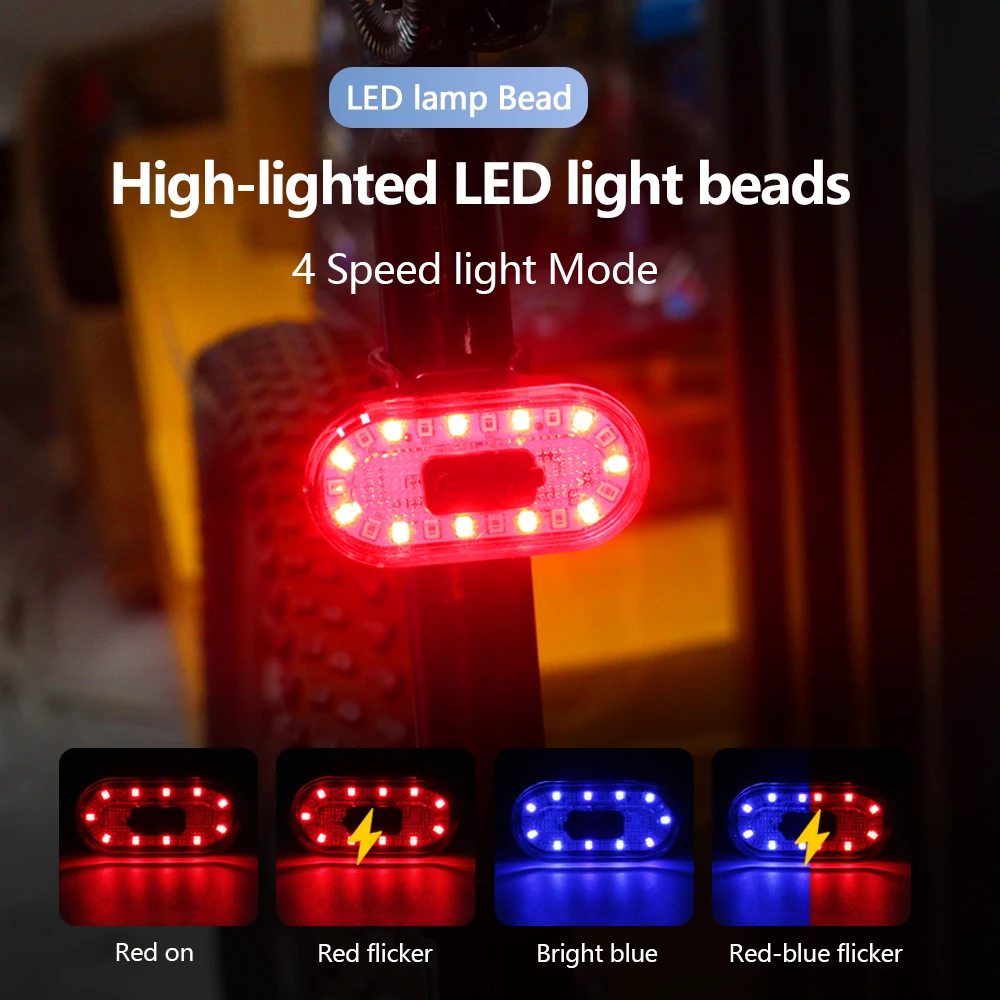 LED Bicycle Rear Light USB Rechargeable Cycling Warning Tail Lamp MTB Mountain Road Bike Taillight Accessories Easy to Install