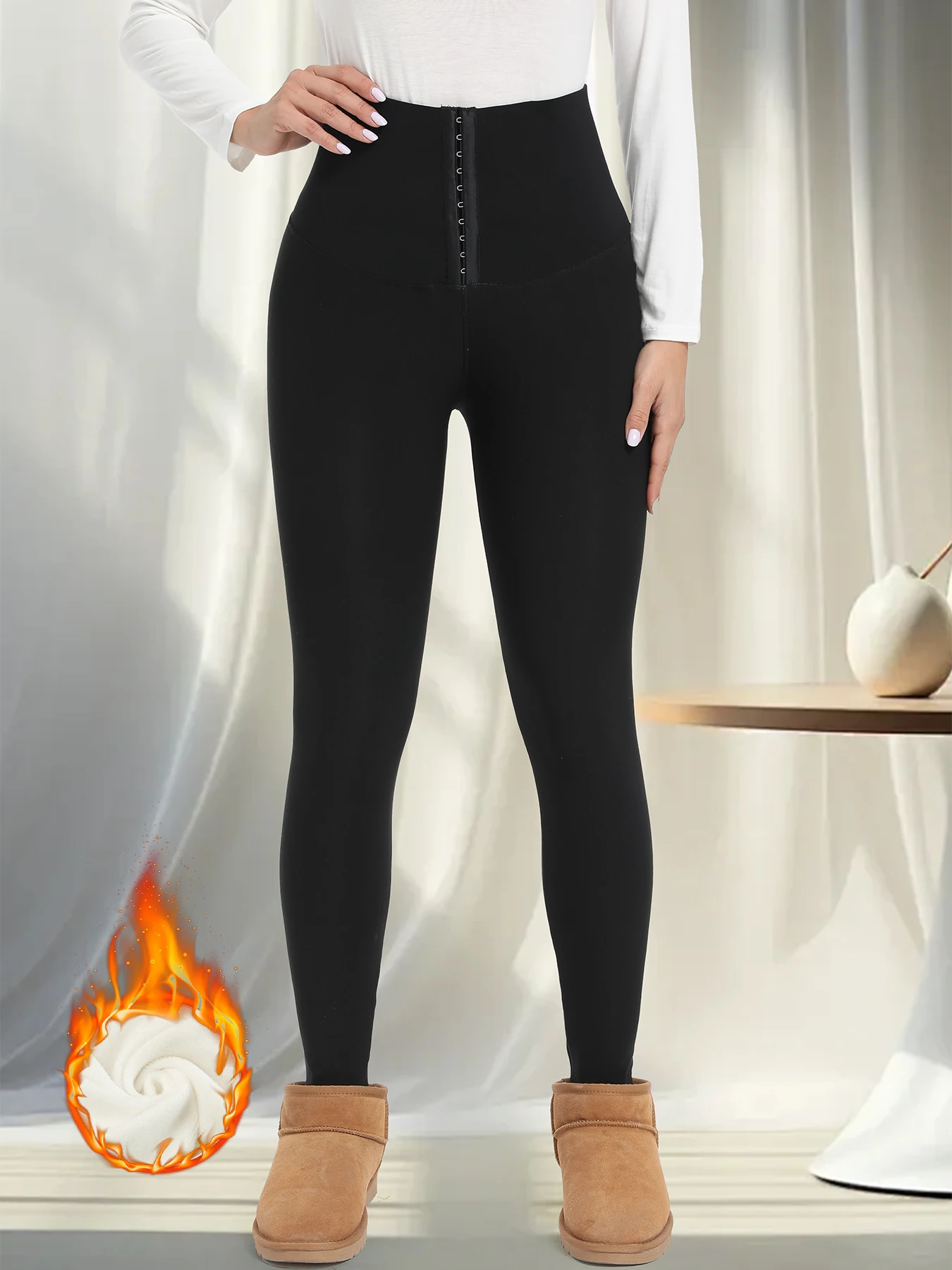 Women's Autumn and Winter Plush Thickeneded Warm Pure Color Casual Sports Jogging Pants Drawstring Pocket Sports Pants Autumn an