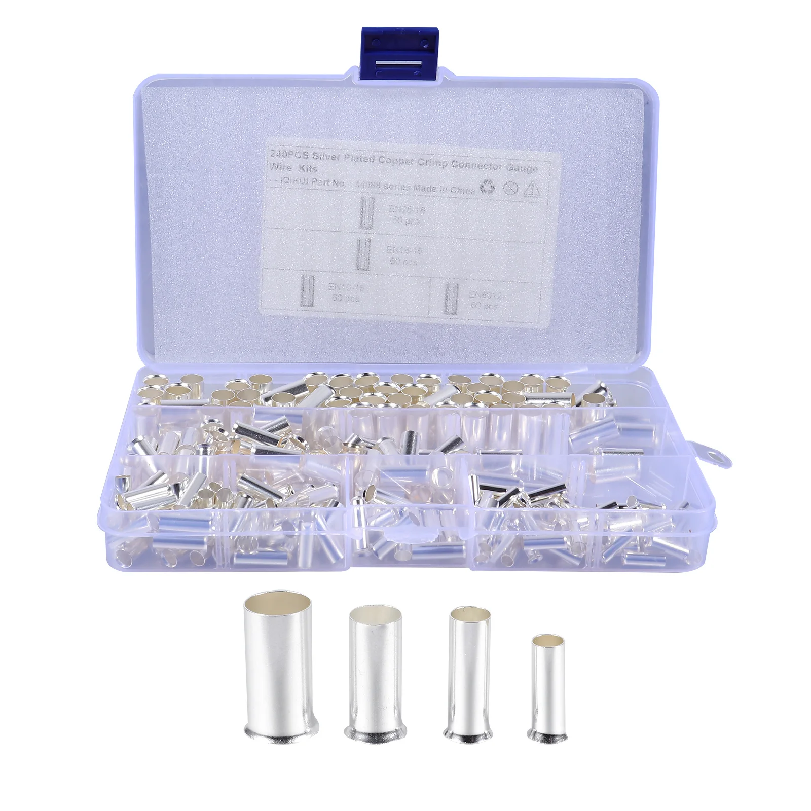 

240Pcs Copper Crimp Wire Ferrules Pin Terminal Electrical Cable Connector for Car Amplifier and Electrical Wiring