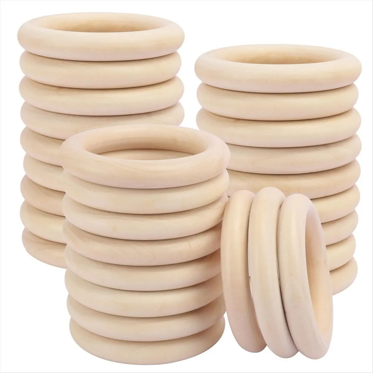 A77K 30 Pack Unfinished Wooden Rings Natural 4 Inch Wood Craft Rings for DIY Crafts, Jewelry Making, Macrame & Home Decor