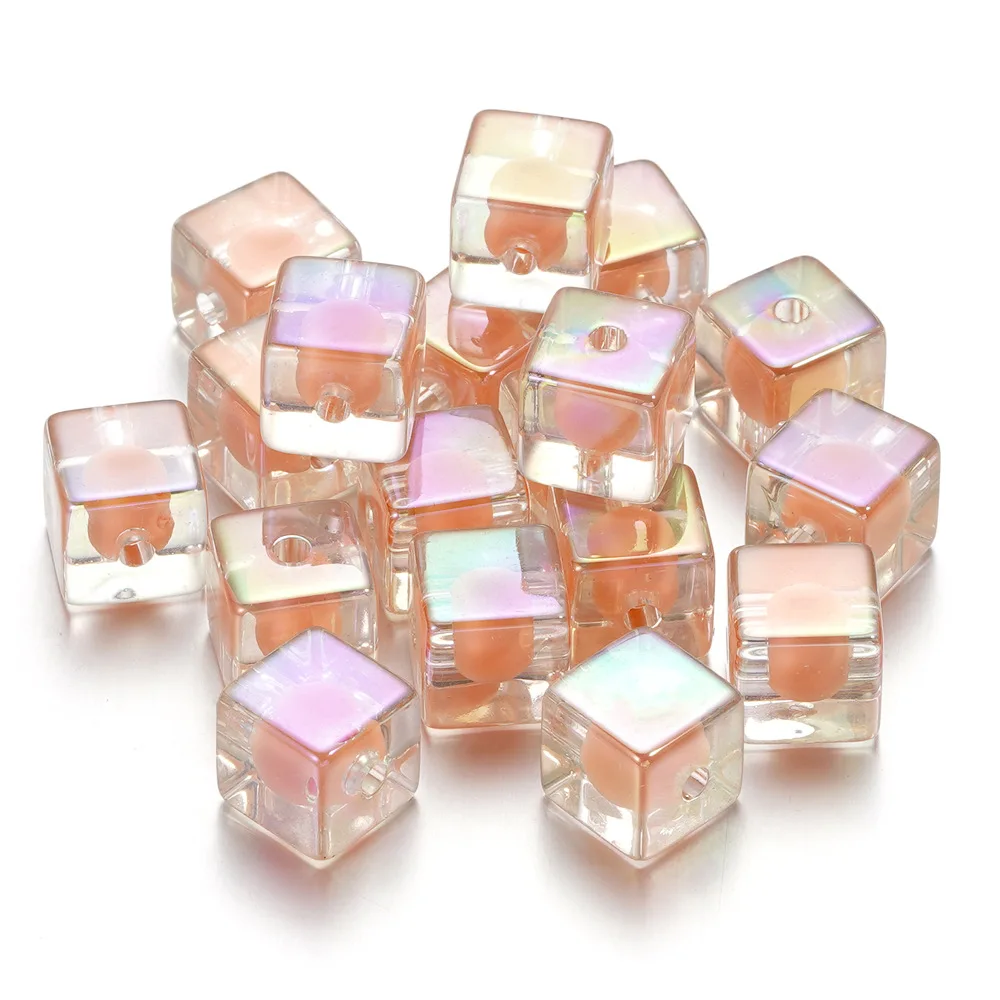 5Pcs Hot Selling Acrylic Multicolor Transparent Square Sugar Powder Bead Crystal Transparent DIY Jewelry Bead Material Wholesale