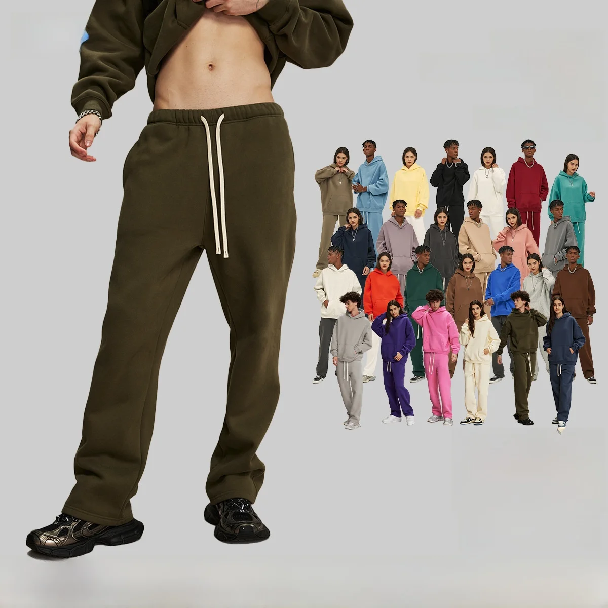 

Men's Thiened Fce Lined Straight Leg Sports Casual Pants Autumn Winter New Arrival Loose Fit Street Sle Cotton Trousers