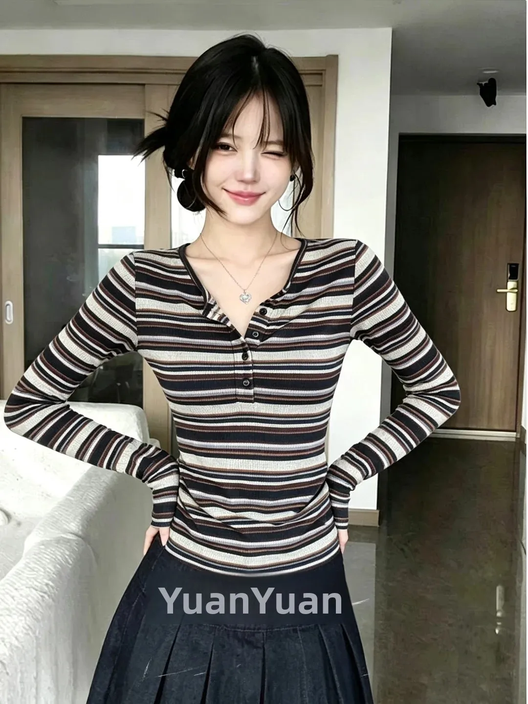 Elegant round Neck Slim Fit Base Shirt Women's Spring Autumn New Style Gentle First Love Personality Long Sleeve T-Shirt