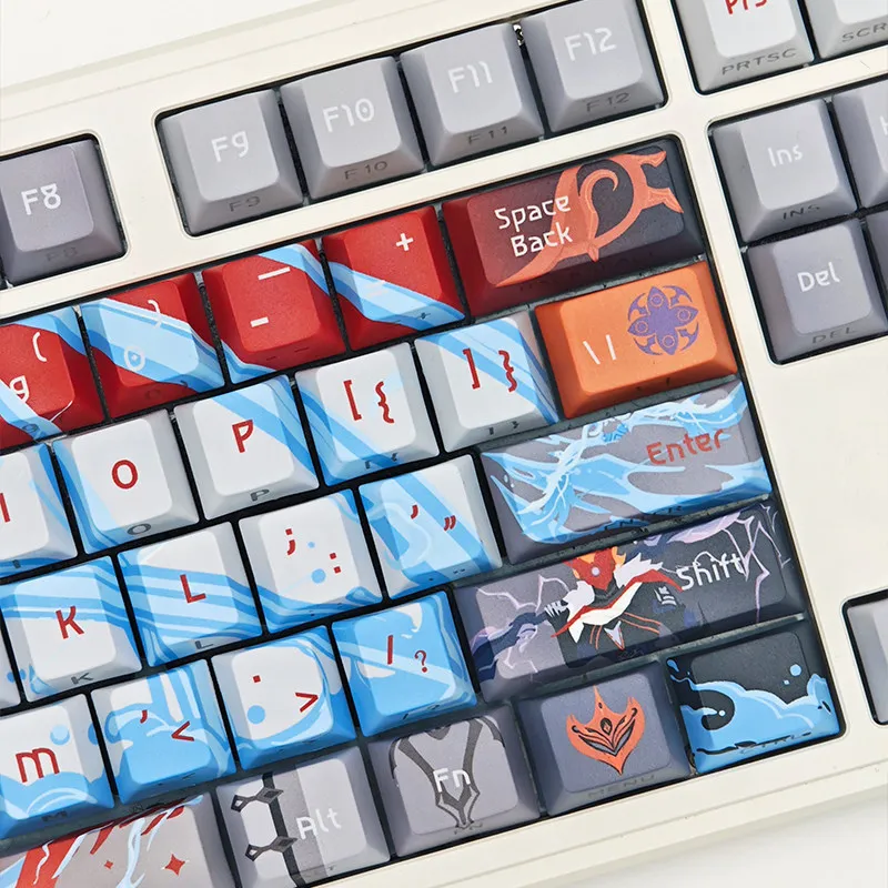 MAIMOOO Genshin Impact Tartaglia Keycap Cherry Profile PBT Custom Cartoon Anime Game Keycaps for Mechanical Keyboard 137Keys