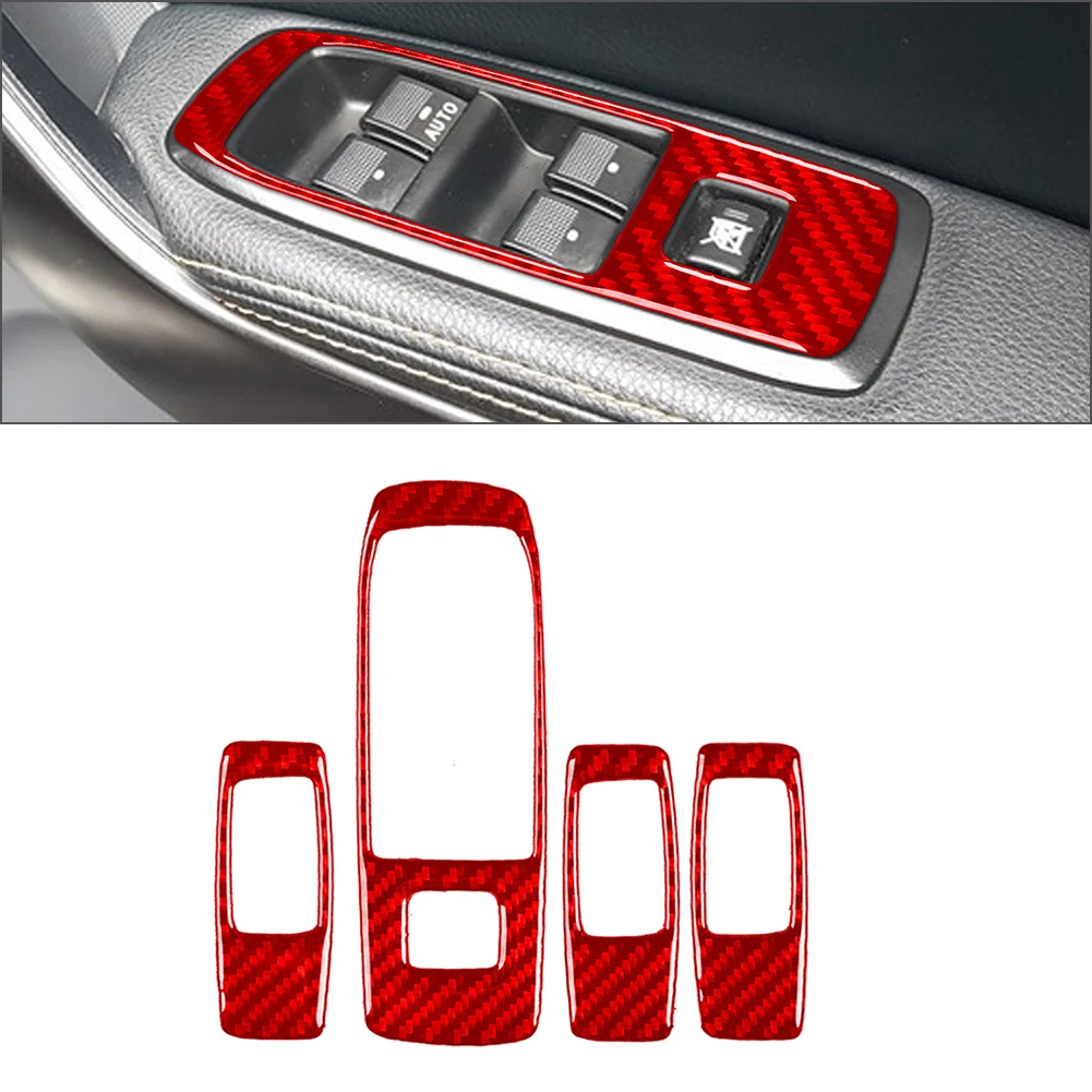 Power Window Switches Button Covers Window Lift Switch 4Pcs For Ford Ranger Sport 15-2022 Red Left Hand