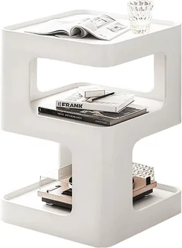 収納付きのモダンなサイドテーブル,金属製のサイドテーブル,白いナイトスタンド,ベッドサイドテーブル,リビングルームとベッドルーム用のアクセント付き