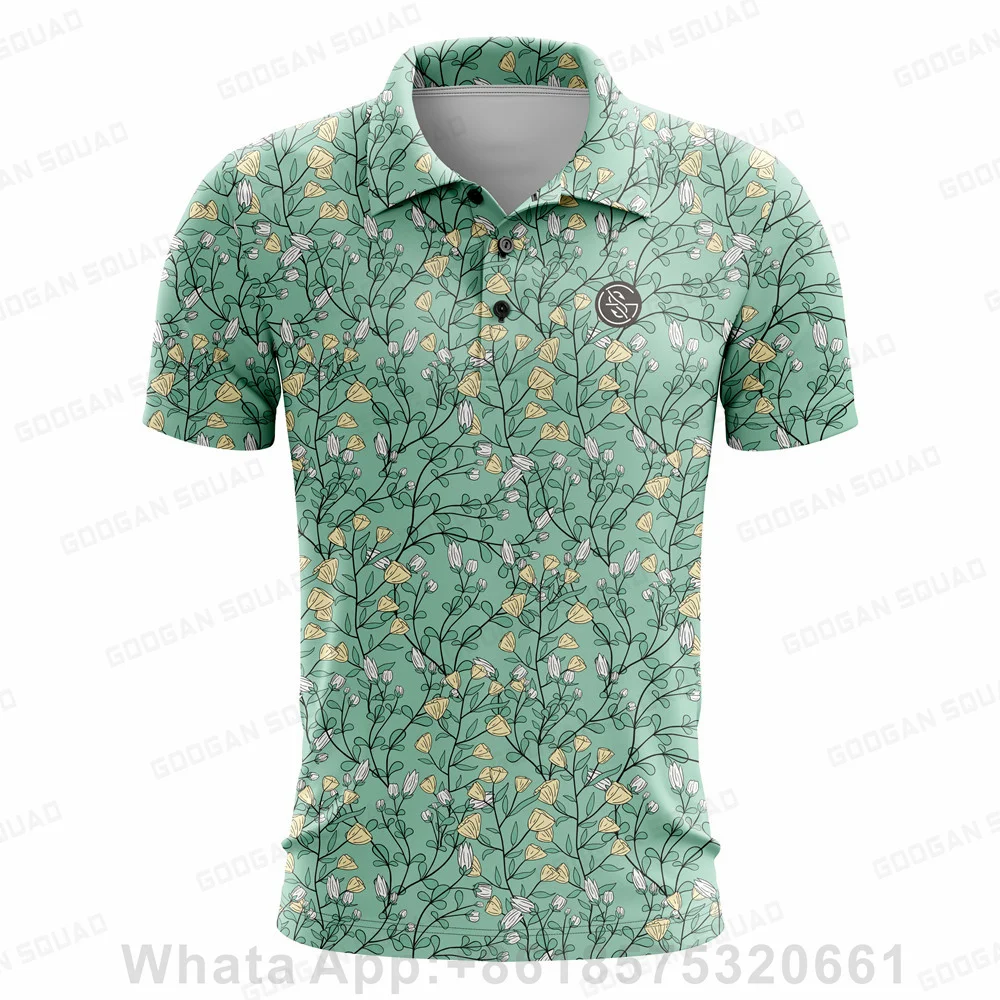 New Polo Shirt Men Casual Short Sleeve Lapel Buttons Golf T-shirt Summer Print Classic Overalls Sport Breathable Fishing Clothes