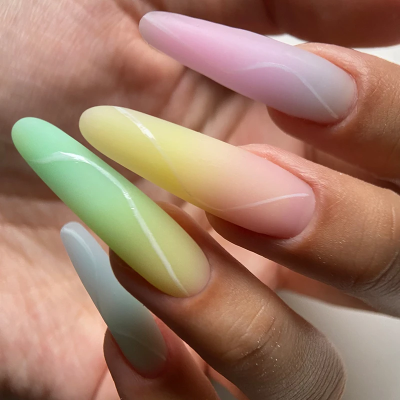 MSHARE 2PCS/SET 10g Translucent Jelly Blue Yellow Green Gradient Self Leveling Hard Gel Quick Extension UV LED Nail Gels