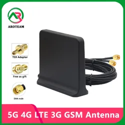 2*2 Dual Cable 2 600~6000Mhz 5G 4G LTE 3G GSM Full Band Omni WiFi Antenna 12dbi Indoor Magnetic Base Router Aerial TS9 SMA