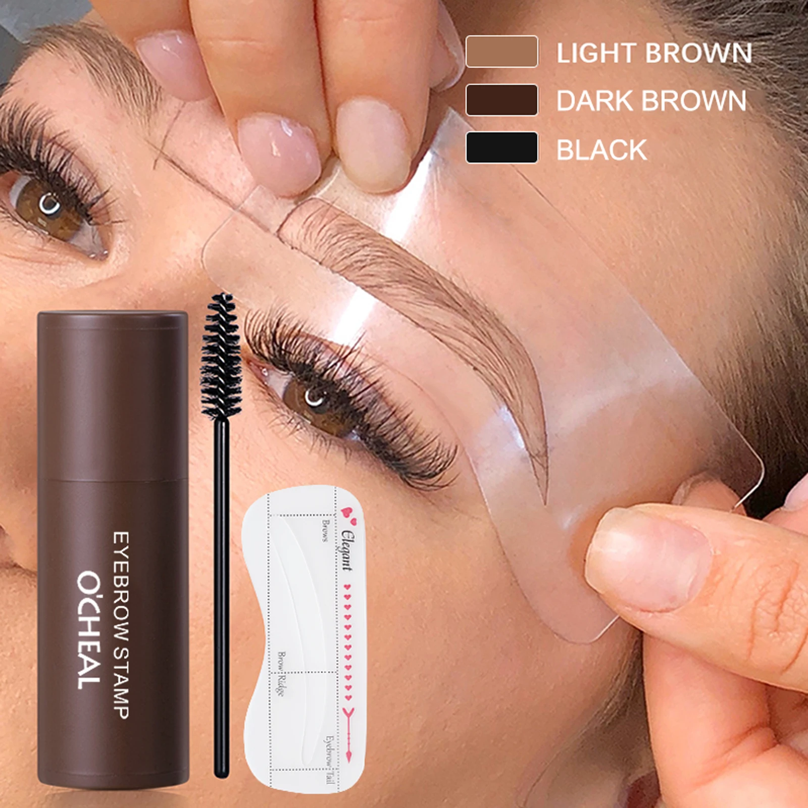 O'CHEAL One Step Eyebrow Stamp Shaping Kit Set Hair Cover Up Powder Contouring Stick Hairline Shadow Powder Brow Shape 10 Pcs