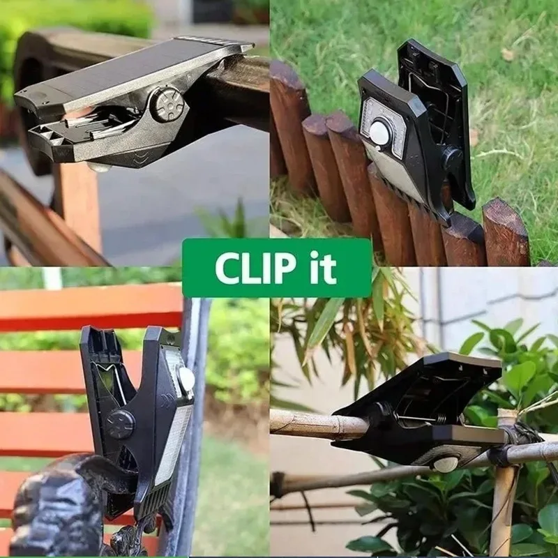 Solar Light with Clip, Motion Sensor Waterproof Outdoor Light for Garden, Camping, Tent, Fence, Auto on/Off