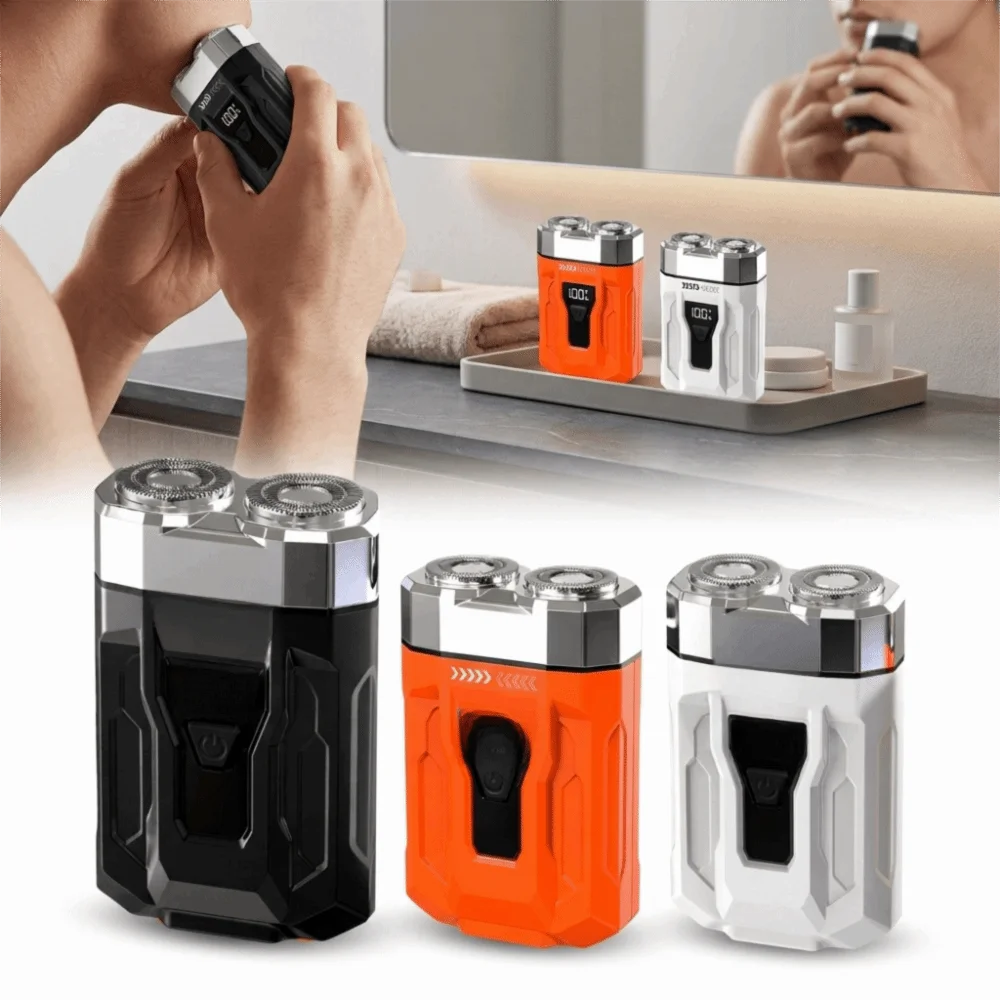 Dual-Head Electric Shaver Digital Display Lightweight Beard Trimmer Pocket-Sized Compact Rechargeable beard grooming