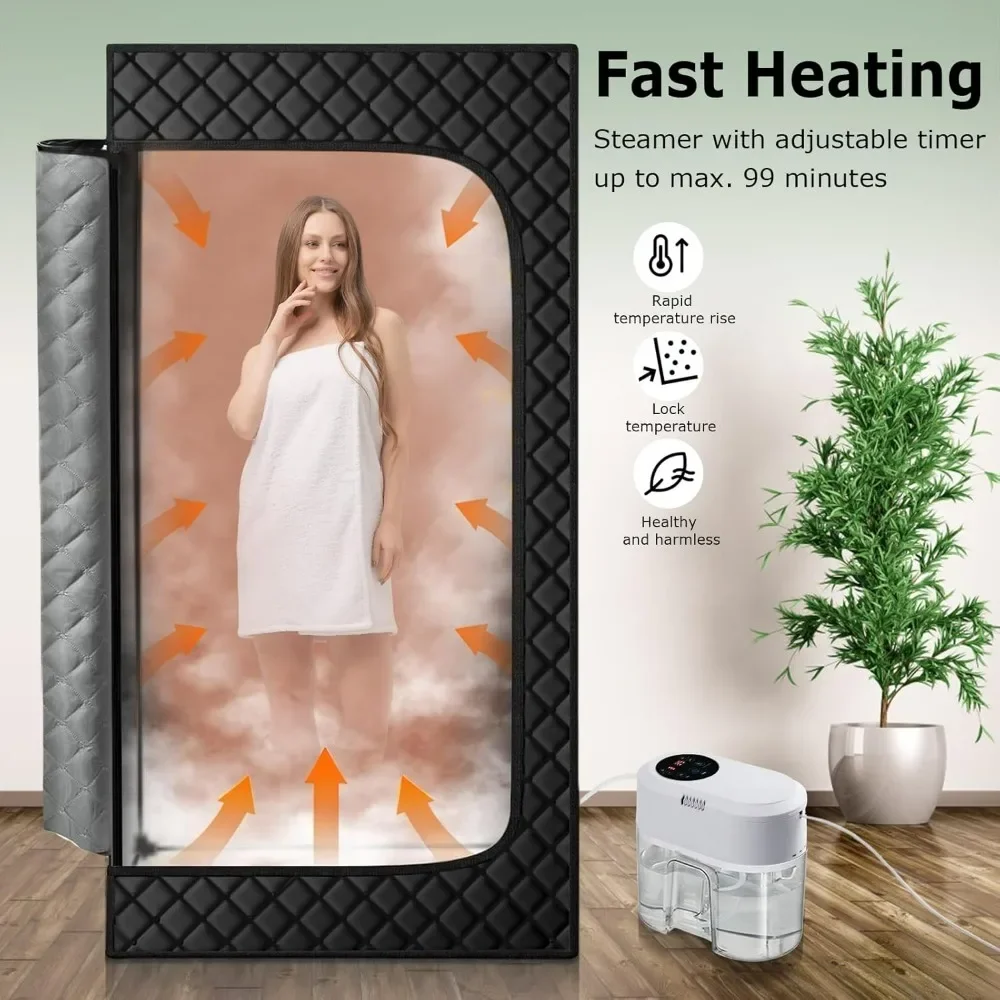 Portable Steam Sauna for Home, 2024 Upgraded 3L 1200W Transparent Steamer, 9 Levels, 99 Minute Timer  Saunas