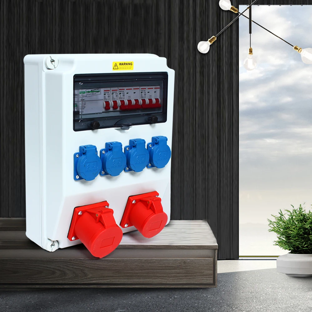 Boîte de distribution d'énergie monophasée et triphasée, boîte électrique, disjoncteur, prise de distribution pour chantiers de construction