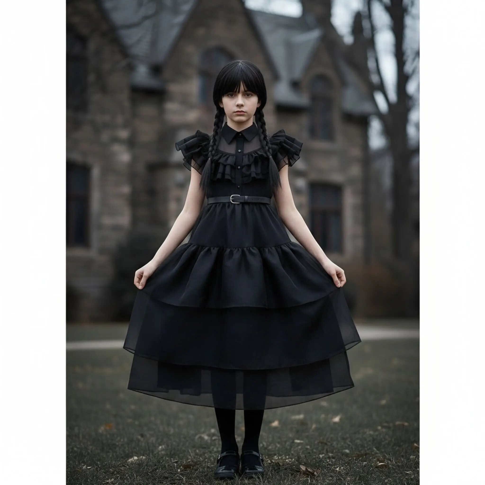 Girls Halloween Cosplay Gothic Dress Wed Role Playing Kids Carnival Party Costume Toddler Family Outfit - view 5