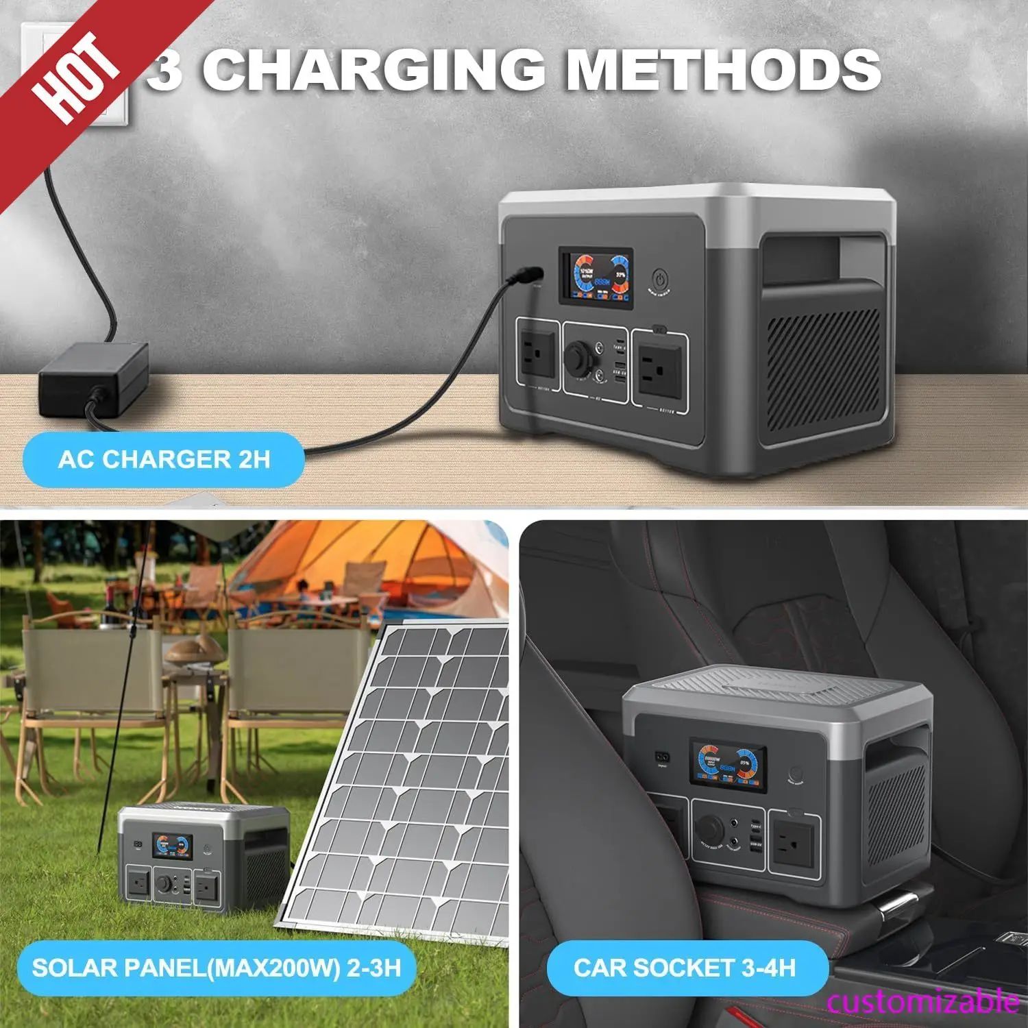 

Portable Power Station, 384Wh LiFePO4 Battery Backup, 600W(1800W Peak) Solar Generator with 10 Outlets,UPS Function