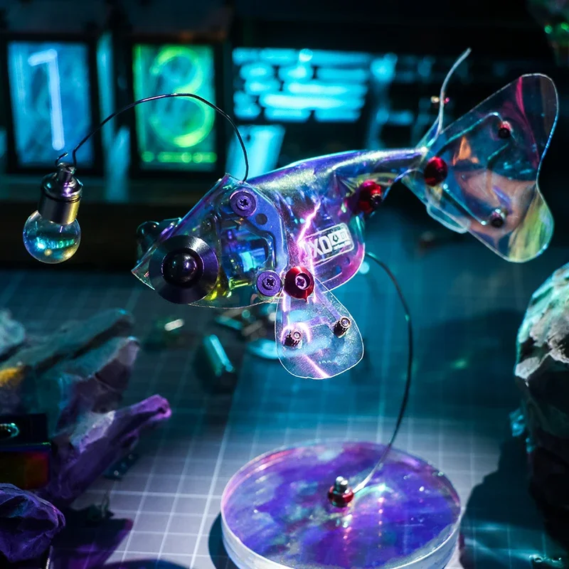 DIY Metal Jellyfish Assembly Model Kit Manta Rays/ Anglerfish Mechanical Lantern Fish 3D Puzzle Cyberpunk Toy For Kids Adults
