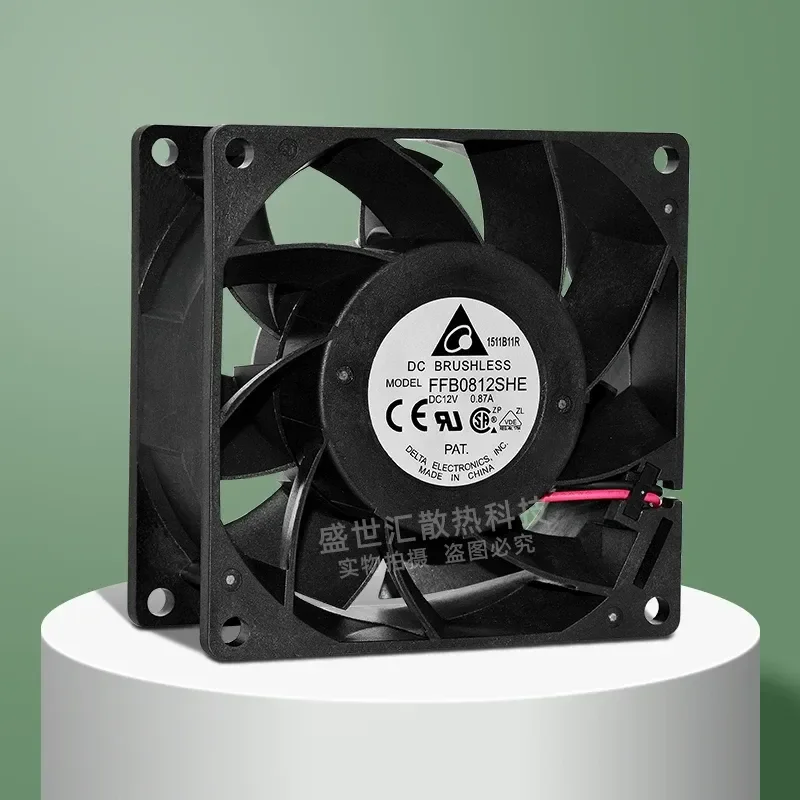 FFB0812SHE Delta 8038 for 12V 0.87A double ball bearing chassis fan with speed monitoring and alarm function 8CM
