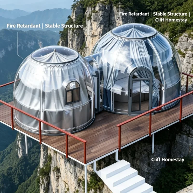 

Crystal Star Dome Bubble Tent Outdoor Glamping Pod with Self Inflatable Floor 4m 6m Diameter for Beach Glamping Music Festival