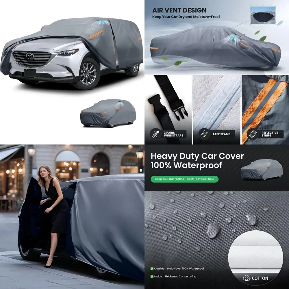 

Breathable Vents Car Cover for Mazda CX-5 Models 2012-2025, Upgraded Premium Cotton-Liner with Zipper, Waterproof Protection