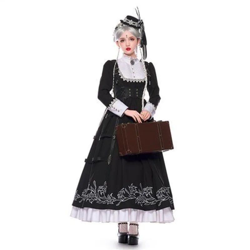 

Halloween Cosplay Women Lolita Cosplay Lobonia Black OP British Lolita Dress Lolita Gothic Sister Choir Dark Gothic Dress