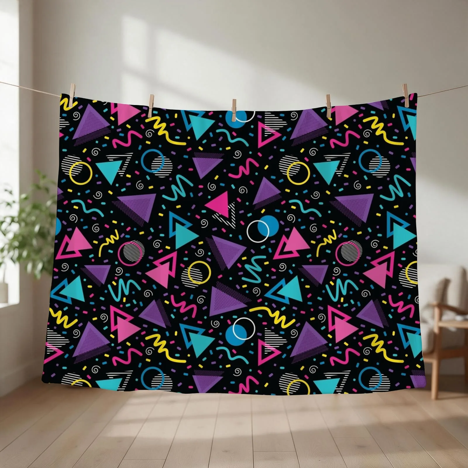 Neon Retro 90S Sprinkle Pattern Throw Blanket couch cozy soft plush fuzzy picnic outdoor blanket