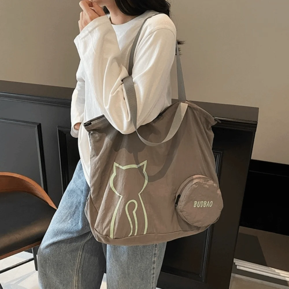 

Korean Stylish Women's Tote Bag Large Capacity Versatile Cat Shoulder Bag Casual Leisure Commute Handbag College Students