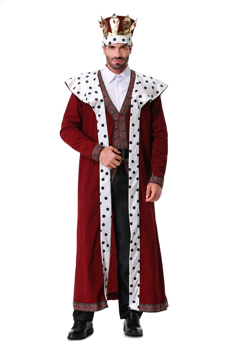 Halloween Emperor King Cosplay Costume Medieval Royal Court Fantasia Fancy Dress Men Couple Medieval Canival Party Costume