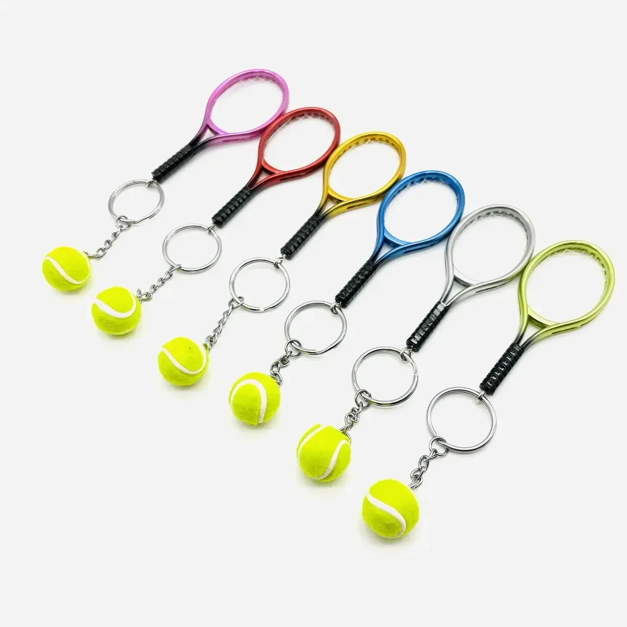 Cute Sport Mini Tennis Racket Pendant Keychain Keyring Key Chain Holer Accessories Gifts for Teenager Fan