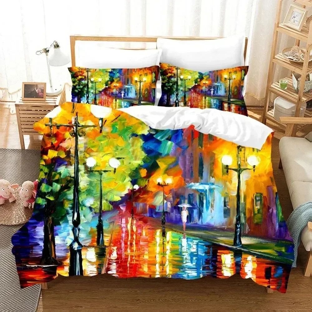 

Oil Painting Van Gogh Star Sky Bedding Set Single Twin Double Queen King Cal King Size Bed Linen Set