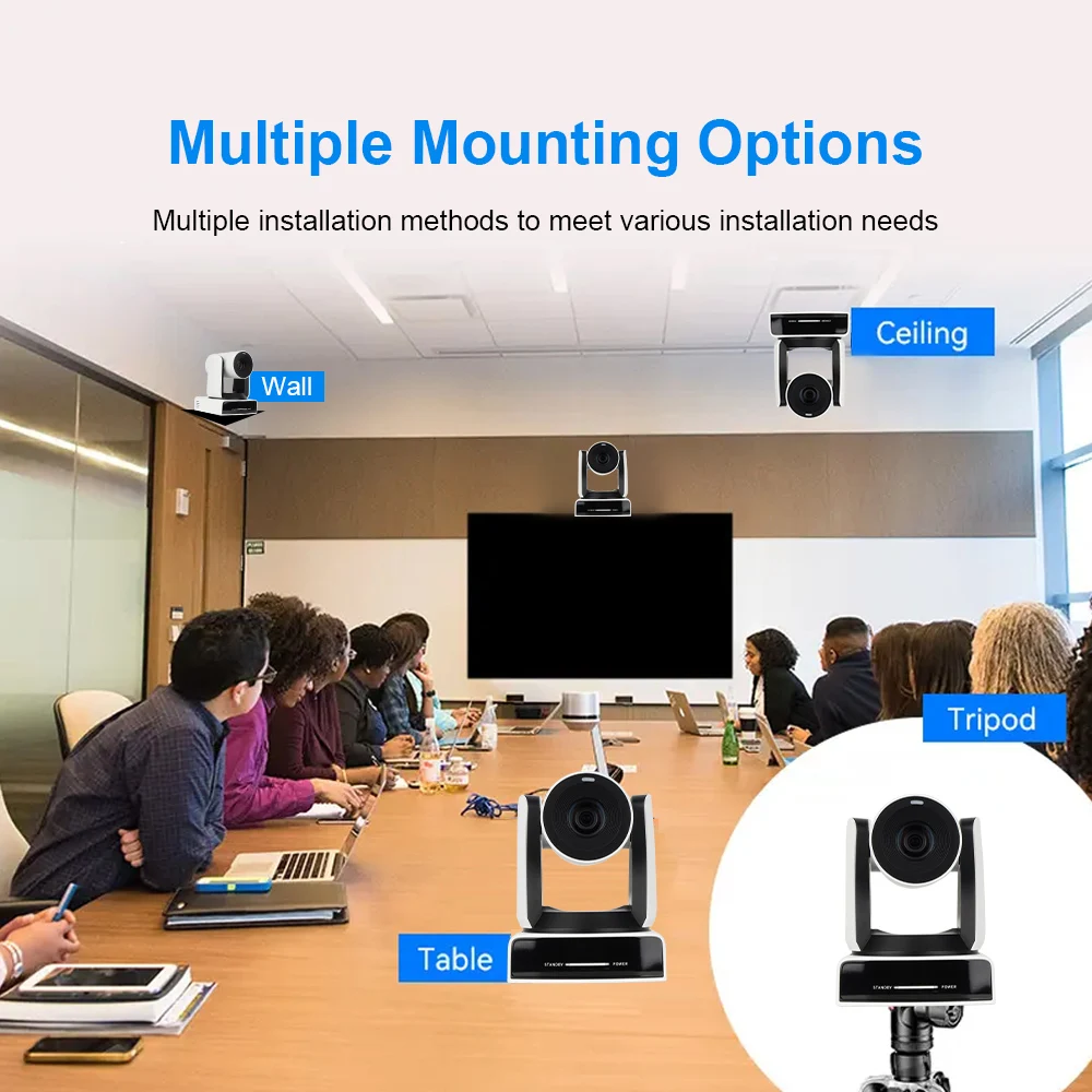 4K NDI Camera 60FPS 30X Optical Zoom AI Auto Tracking PTZ Conference Camera with PoE HDMI SDI USB for Live Streaming Youtube OBS