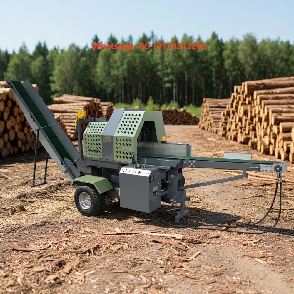 20T Electric Motor Automatic Firewood Processor Forestry Machinery Log Splitter Firewood Cutting Machine Wood Processor for Sale