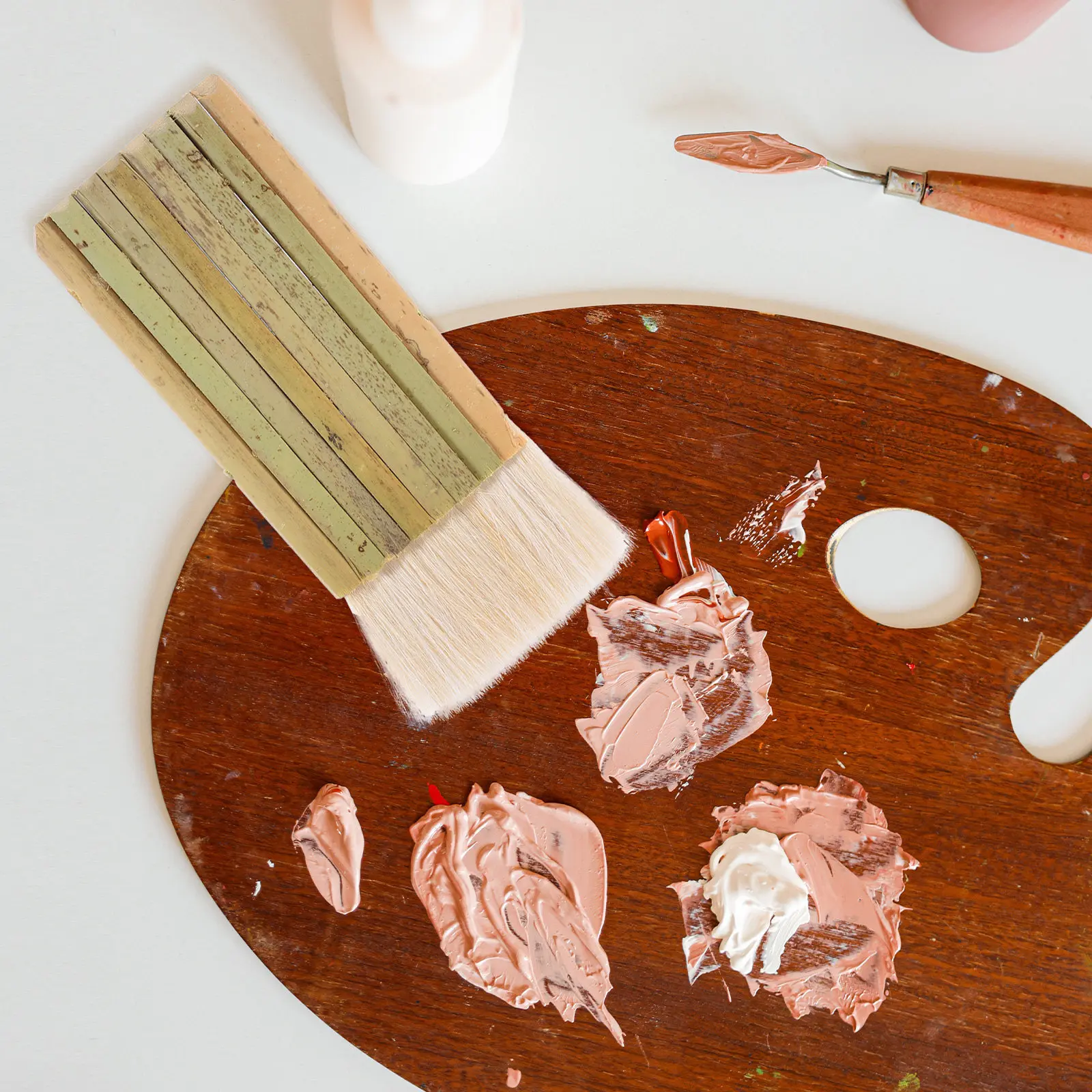 

Набор из 5 кистей для масляной живописи из шерсти, большие, с бамбуковыми ручками, для латексных и акварельных красок, художественные принадлежности