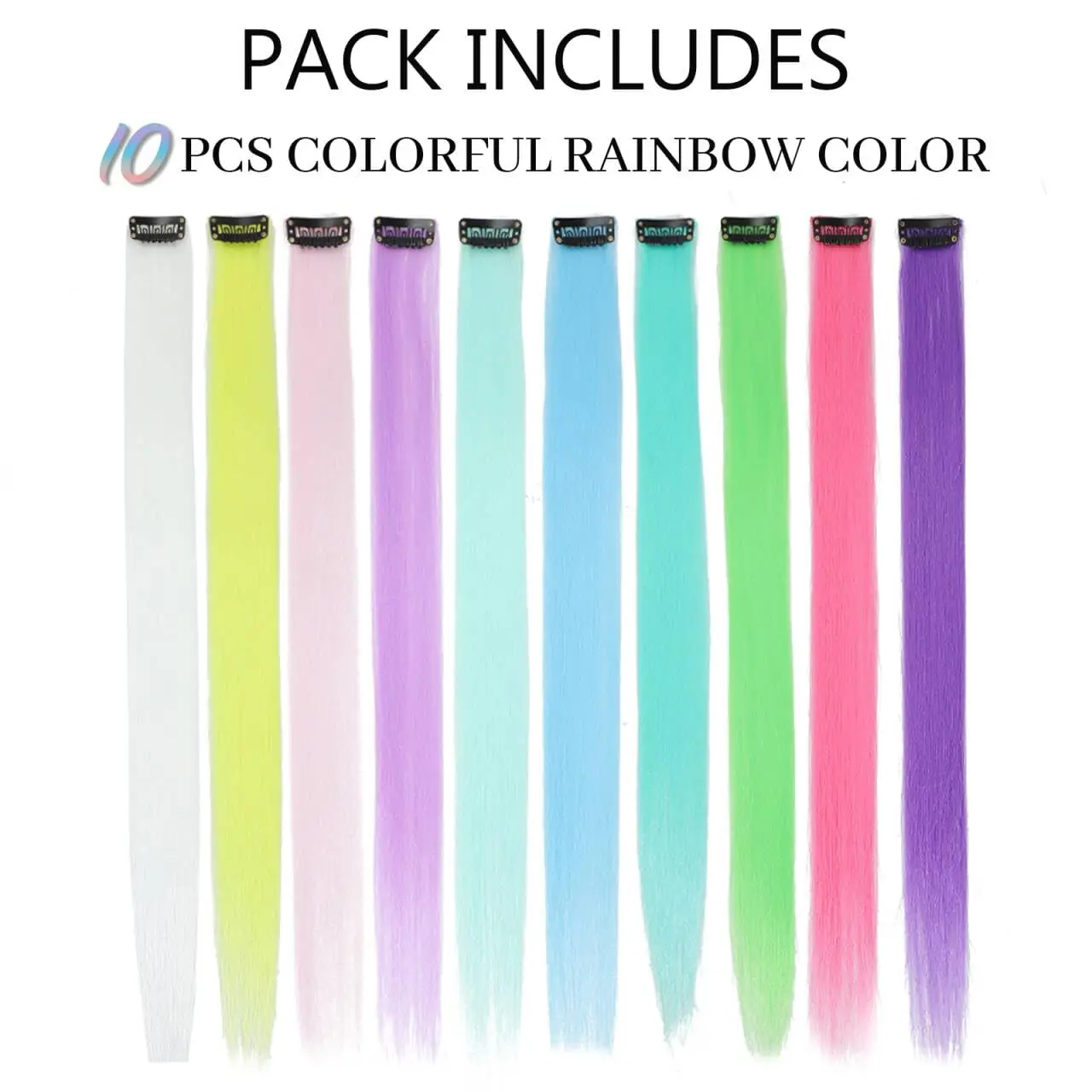 Hair Extensions Pink Clip In Hair Extensions 20inch Synthetic Straight Hair Clip in Luminous Colored Hair Extensions