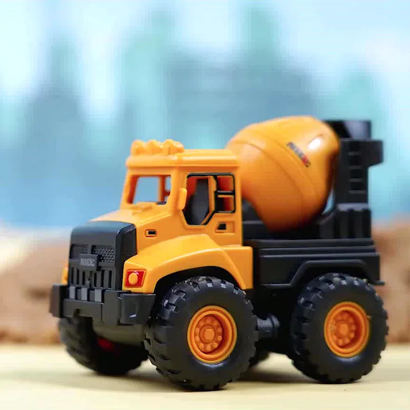 Child\'s Engineering Vehicle Toys Pull-Back Alloy Locomotive Sanitation Car Stirring Mini Car  Excavator Children\'s Toy Gift B179