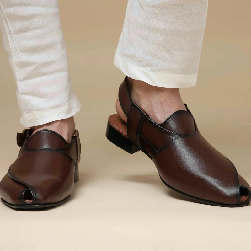 

New Black Brown Sandals for Men Buckle Strap Dress Shoes Handmade Big Size 38-46 Free Shipping Sandale Homme 3cm heels