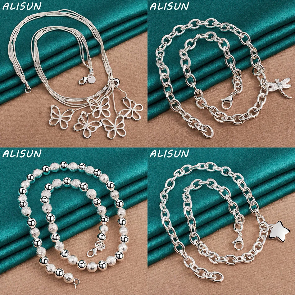 

ALISUN 925 Sterling Silver 45cm Design Necklace For Women Men Charm Trend Birthday Gifts Fashion Party