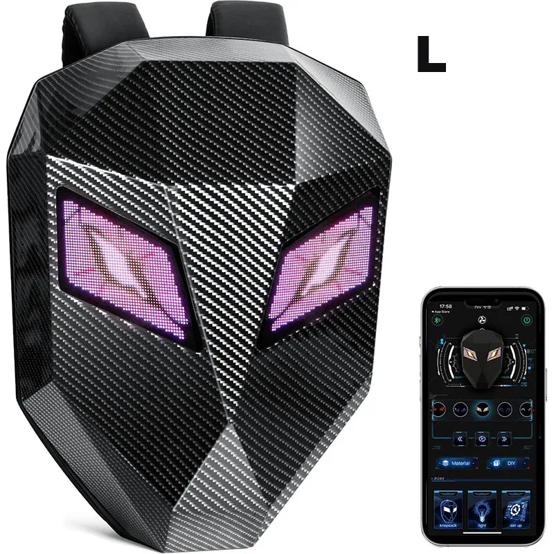 

LOY Knight Riding Backpack with Eyes Motorcycle Helmet Full Helmet Bluetooth APP Control Waterproof LED Hard Case Laptop Bag