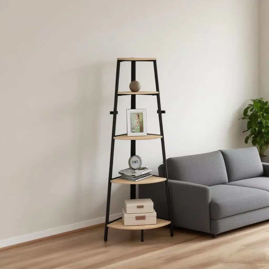 

Wooden Multi-layer Bookshelf Children's Floor-standing Shelf Household Corner Cabinet Balcony Flower Rack