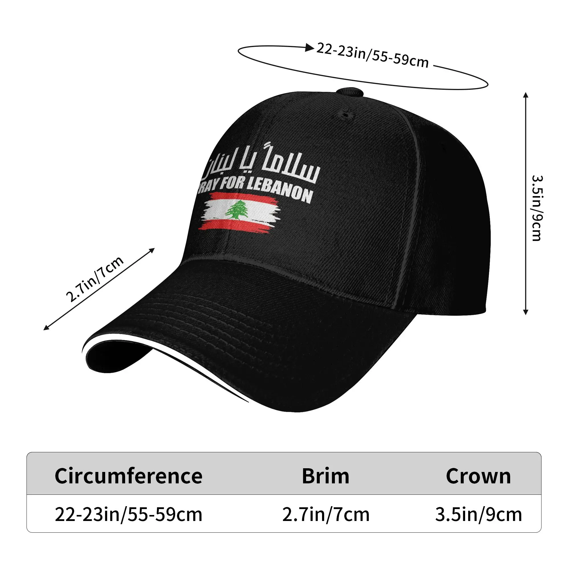 Summer Casual Baseball Cap Pray For Lebanon  Outdoor Sport Hip Hop Hats For Couple Women Sun Visor  y2k Funny Snapback Cap