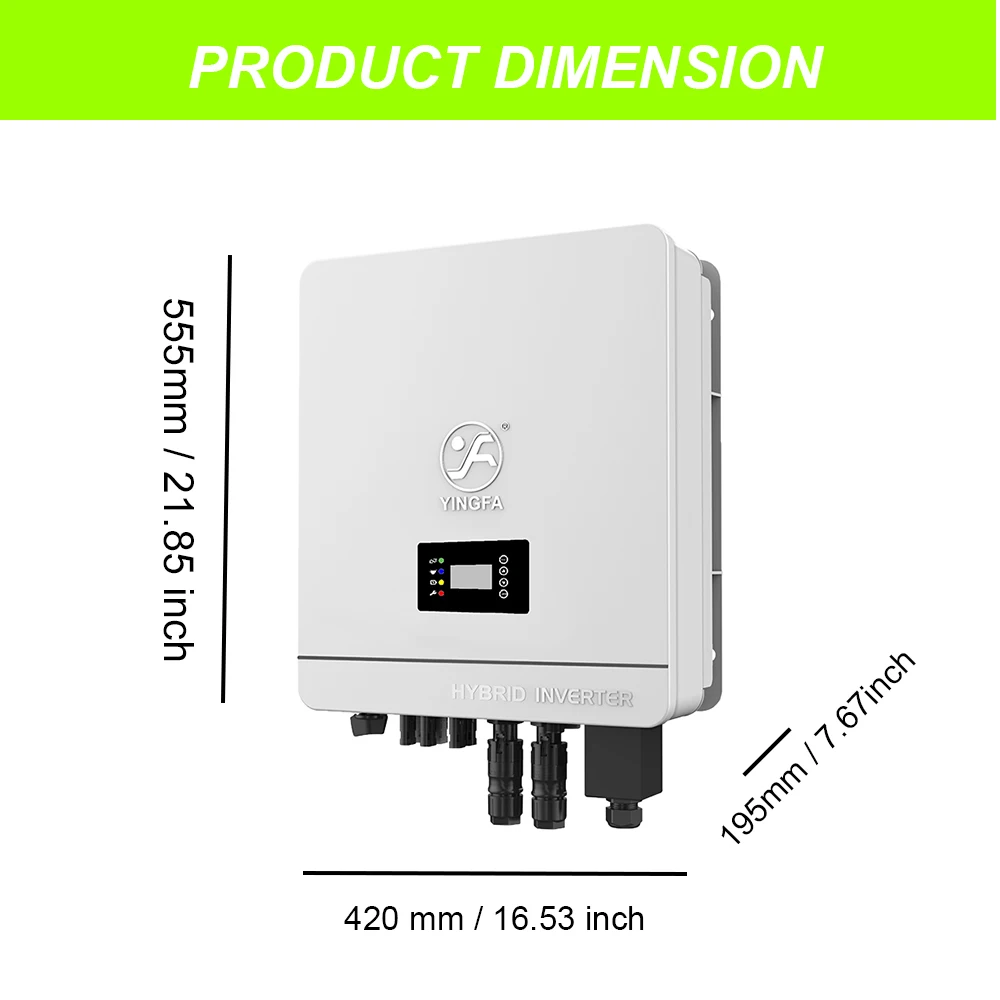 Yingfa単相ip65ソーラーハイブリッドインバーター、欧州規格、高電圧、3年間保証、300v、5000w、2pcs mppt