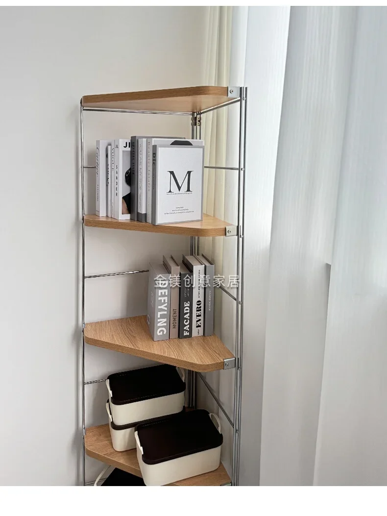 Corner cabinet study small shelf triangular shelf corner storage curved multi-layer baffle