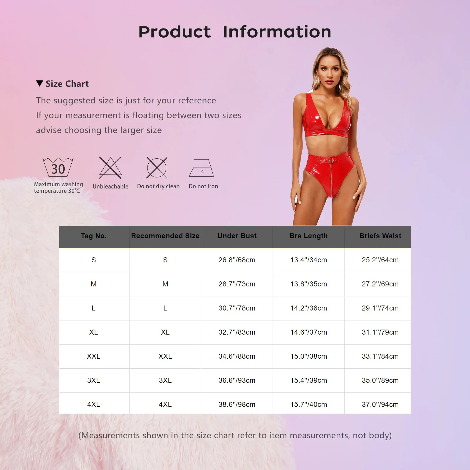 Womens Wet Look Patent Leather Sexy Lingerie Set Clubwear Bra Top Low-Cut Crop Tank Top Vest with High Waist Zipper Front Briefs